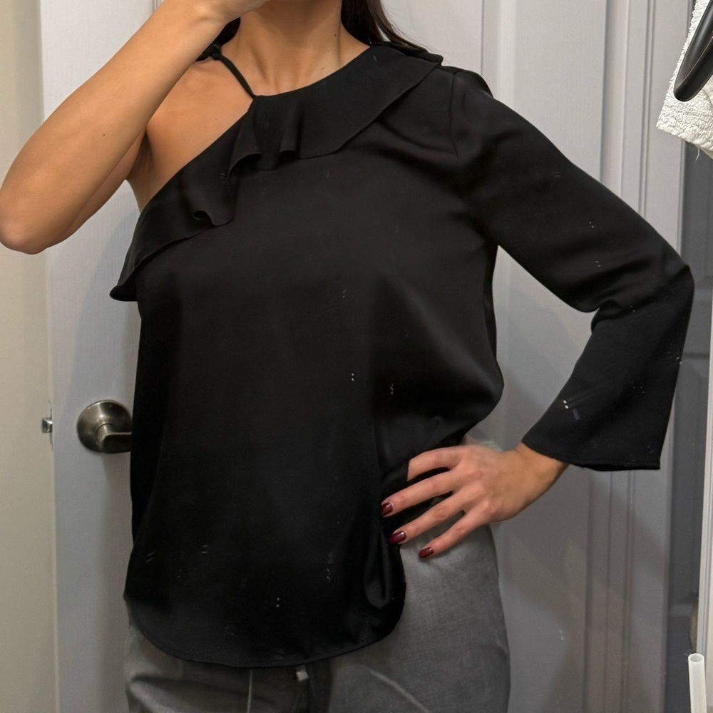 Zara Elegant Black One-Shoulder Top